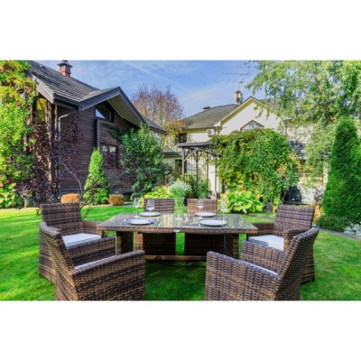 Обеденный комплект FIONA из искусственного ротанга коричневый Обеденный комплект FIONA из искусственного ротанга коричневый