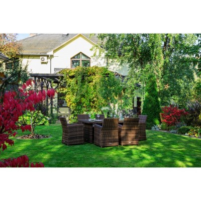 Обеденный комплект FIONA из искусственного ротанга коричневый Обеденный комплект FIONA из искусственного ротанга коричневый