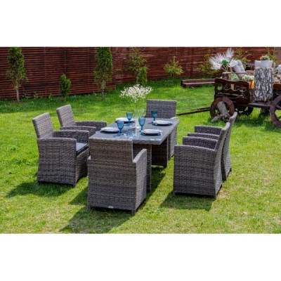 Обеденный комплект FIONA из искусственного ротанга серый Обеденный комплект FIONA из искусственного ротанга серый