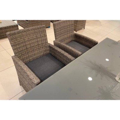 Обеденный комплект FIONA из искусственного ротанга серый Обеденный комплект FIONA из искусственного ротанга серый