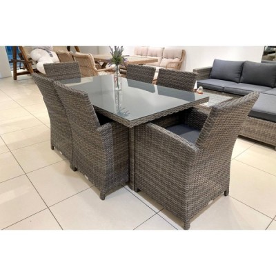 Обеденный комплект FIONA из искусственного ротанга серый Обеденный комплект FIONA из искусственного ротанга серый