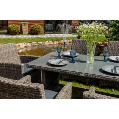 Обеденный комплект FIONA из искусственного ротанга серый Обеденный комплект FIONA из искусственного ротанга серый
