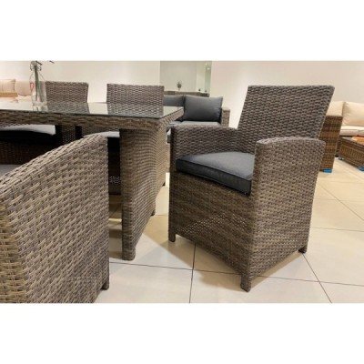 Обеденный комплект FIONA из искусственного ротанга серый Обеденный комплект FIONA из искусственного ротанга серый
