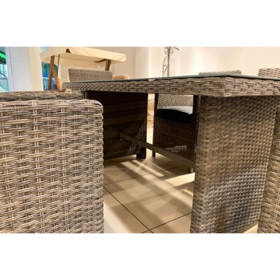 Обеденный комплект FIONA из искусственного ротанга серый Обеденный комплект FIONA из искусственного ротанга серый