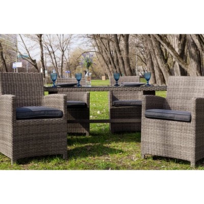 Обеденный комплект FIONA из искусственного ротанга серый Обеденный комплект FIONA из искусственного ротанга серый