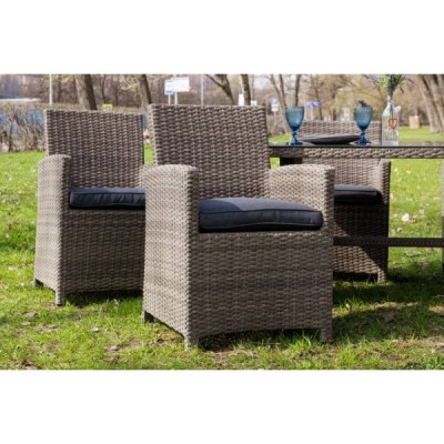 Обеденный комплект FIONA из искусственного ротанга серый Обеденный комплект FIONA из искусственного ротанга серый