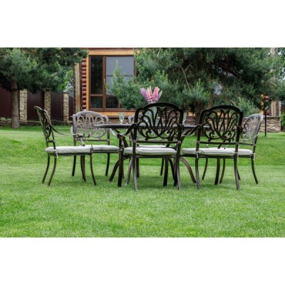 Обеденный комплект из литого алюминия WILHELM на 6 персон (овальный стол) Обеденный комплект из литого алюминия WILHELM на 6 персон (овальный стол)