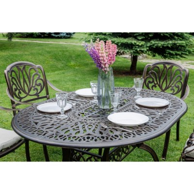 Обеденный комплект из литого алюминия WILHELM на 6 персон (овальный стол) Обеденный комплект из литого алюминия WILHELM на 6 персон (овальный стол)
