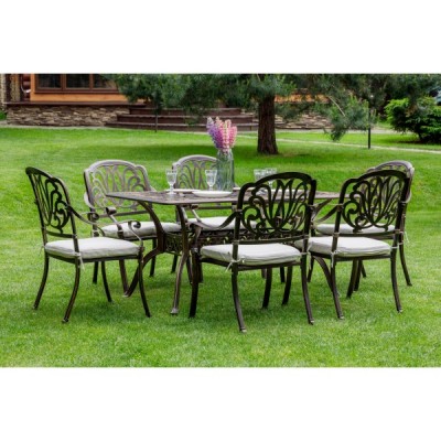 Обеденный комплект из литого алюминия WILHELM на 6 персон (прямоугольный стол)
