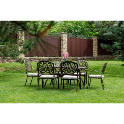 Обеденный комплект из литого алюминия WILHELM на 6 персон (прямоугольный стол)
