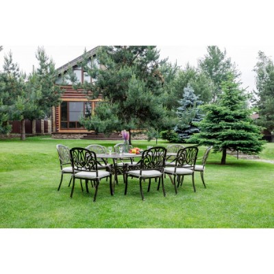 Обеденный комплект из литого алюминия WILHELM на 8 персон (овальный стол) Обеденный комплект из литого алюминия WILHELM на 8 персон (овальный стол)