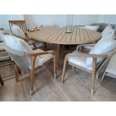 Обеденная группа из акации RIMINI M круглый стол