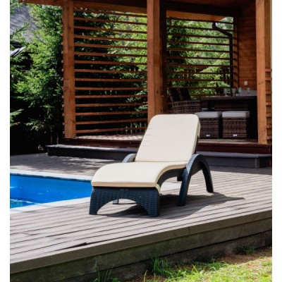 Пластиковый шезлонг MARK антрацит (с матрасом)