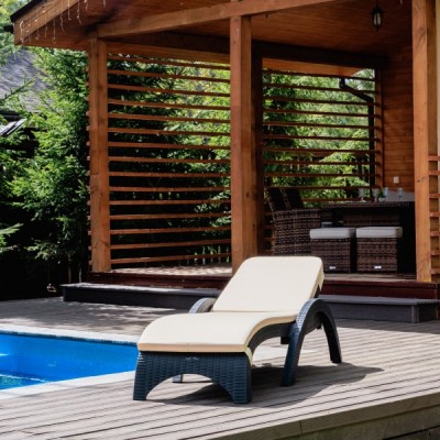 Пластиковый шезлонг MARK антрацит (с матрасом)