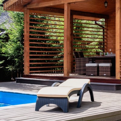 Пластиковый шезлонг MARK антрацит (с матрасом)