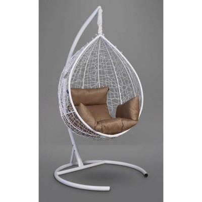 Подвесное кресло-кокон Sevilla белое, подушка бежевая