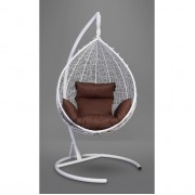 Подвесное кресло-кокон Sevilla белое, подушка коричневая