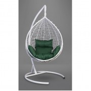 Подвесное кресло-кокон Sevilla белое, подушка зеленая