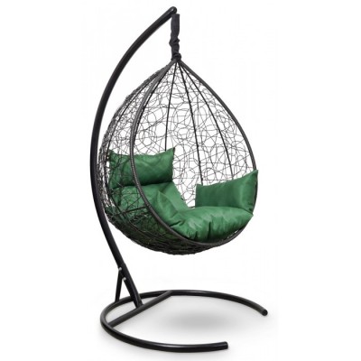 Подвесное кресло-кокон Sevilla черное, подушка зеленая