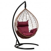 Подвесное кресло-кокон Sevilla горячий шоколад, подушка бордовая