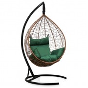 Подвесное кресло-кокон Sevilla горячий шоколад, подушка зеленая