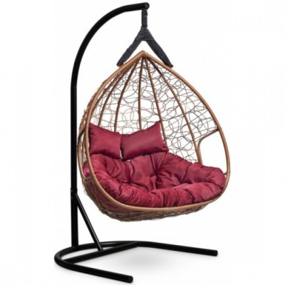 Подвесное кресло-кокон Laura Outdoor Fisht горячий шоколад, бордовая подушка