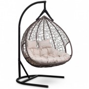 Подвесное кресло-кокон Laura Outdoor Fisht коричневое, белая подушка