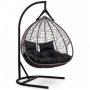 Подвесное кресло-кокон Laura Outdoor Fisht коричневое, черная подушка