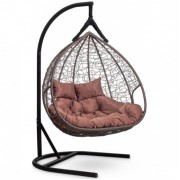 Подвесное кресло-кокон Laura Outdoor Fisht коричневое, коричневая подушка