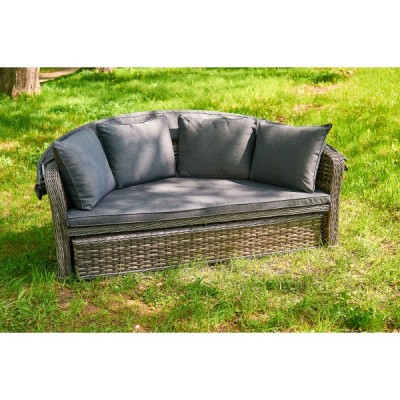 Шезлонг-кровать трансформер из искусственного ротанга Violetta, серый