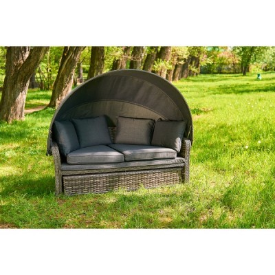 Шезлонг-кровать трансформер из искусственного ротанга Violetta, серый