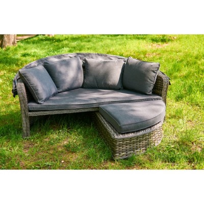 Шезлонг-кровать трансформер из искусственного ротанга Violetta, серый