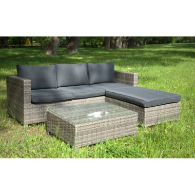Угловой комплект садовой мебели VICKY из искусственного ротанга, серый Угловой комплект садовой мебели VICKY из искусственного ротанга, серый