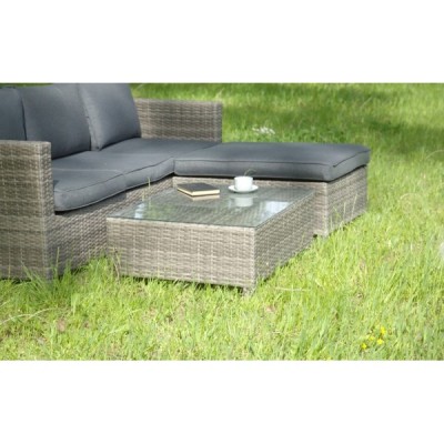 Угловой комплект садовой мебели VICKY из искусственного ротанга, серый Угловой комплект садовой мебели VICKY из искусственного ротанга, серый
